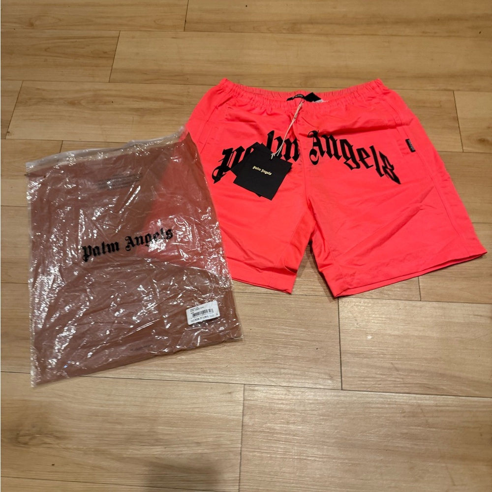 Palm Angels Men's Bright Pink Athletic Shorts